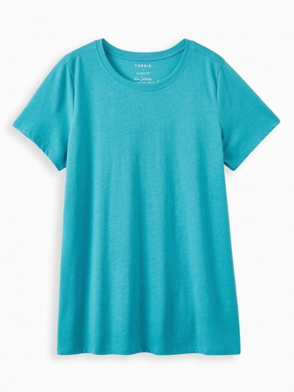 NEW NWT TORRID 2 Plus Size Everyday Tee Signature Jersey Heather Light Blue Crew